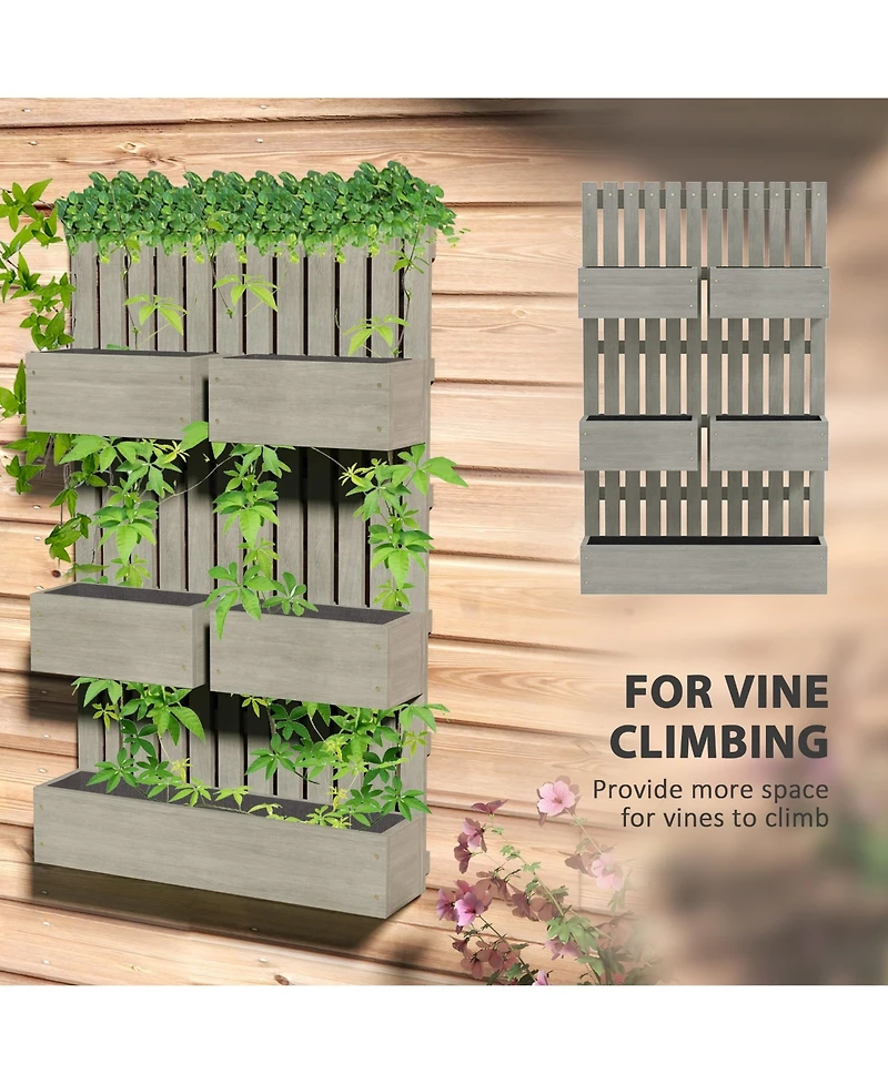 Outsunny 5 Box Raised Garden Bed w/ Trellis, Drain Holes,