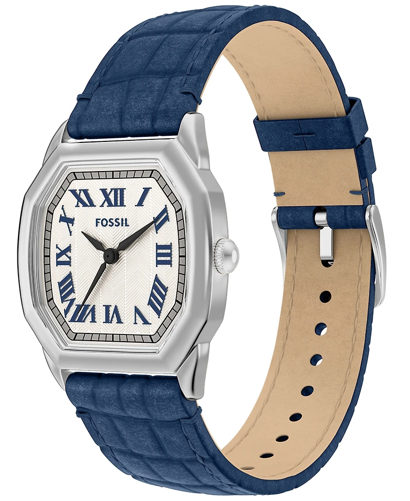 Fossil Women's Harlow Three-Hand Navy Croco Leather Watch, 27mm
