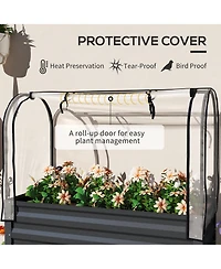 Outsunny Metal Raised Garden Bed with Legs, Cover, and Storage Shelf,