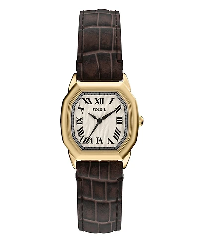 Fossil Women's Harlow Three-Hand Brown Croco Leather Watch, 27mm