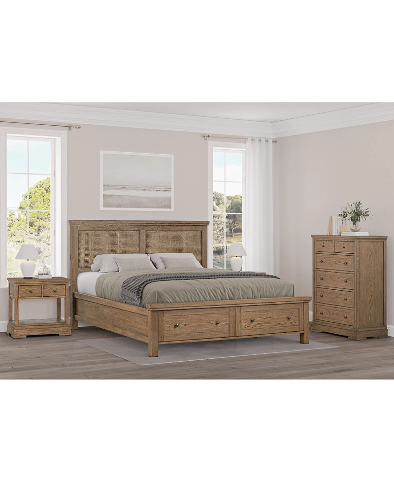 Alverton 3 Pc. King Cane Storage Set (Bed, Chest & 1-Drawer Nightstand), Created for Macy's.