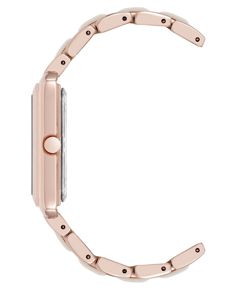Anne Klein Women's Quartz Casual Rectangular Rose Gold-Tone Metal Alloy Bracelet Watch, 26mm
