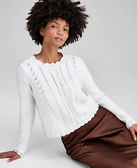 And Now This Women's Pointelle Scalloped-Edge Cardigan, Macy's Exclusive