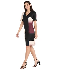 R & M Richards Petite V-Neck Short-Sleeve Dress