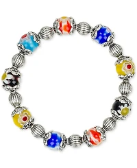 Patricia Nash Beaded Silver-Tone Two-Strand Stretch Bracelet Set