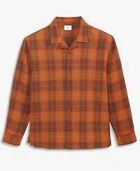 Mode of One Men's Relaxed-Fit Camp-Collar Plaid Flannel Shirt, Macy's Exclusive