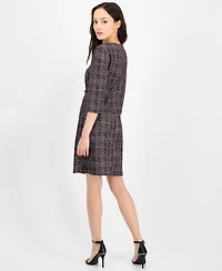 Connected Petite Printed Ponte 3/4-Sleeve Sheath Dress