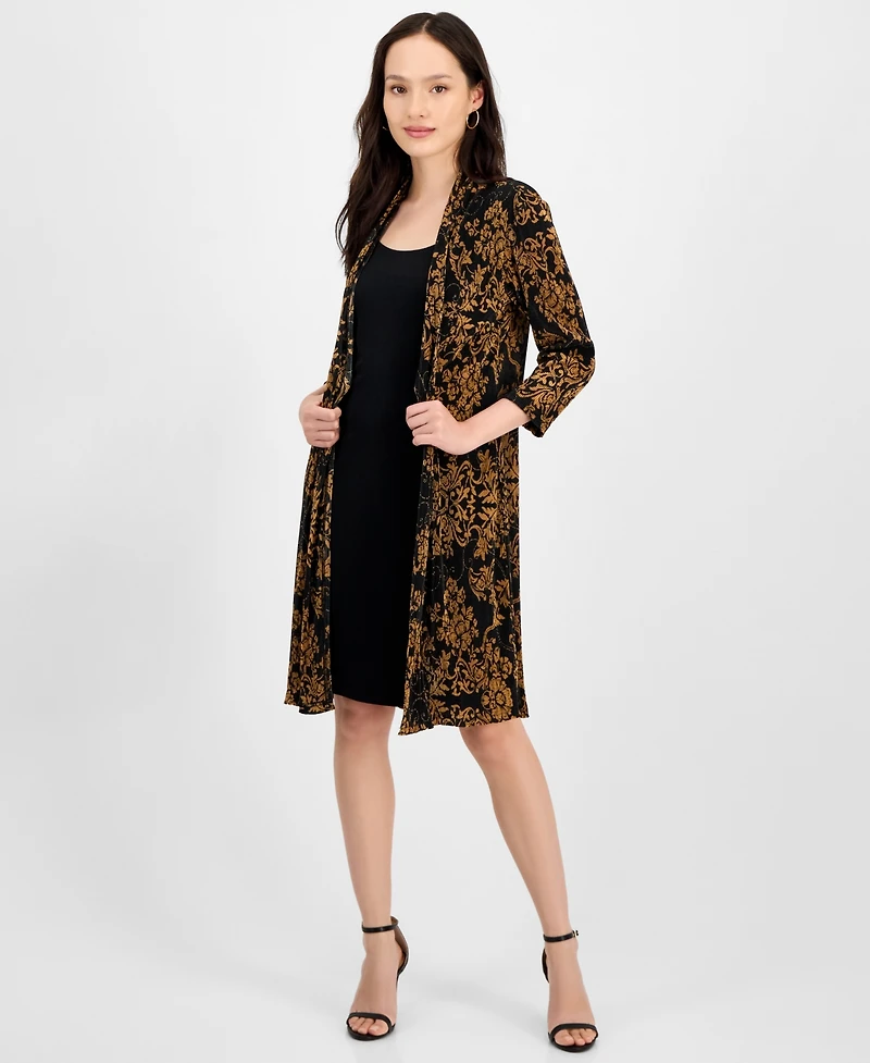 Connected Petite Bodre 3/4-Sleeve Twofer Jacket Dress