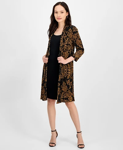 Connected Petite Bodre 3/4-Sleeve Twofer Jacket Dress