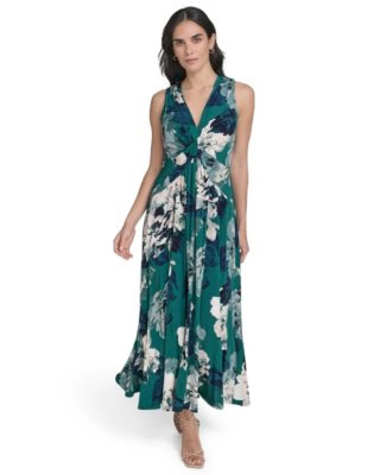 Calvin Klein Womens Sleeveless Jersey Fit Flare Midi Dress 0p 16