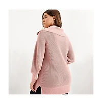 June + Vie Women's Plus Half-Zip Sweater