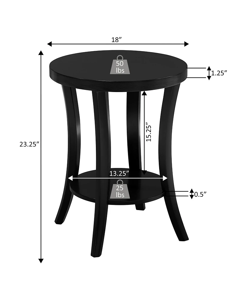 Convenience Concepts 18" Wood Charleston Round End Table