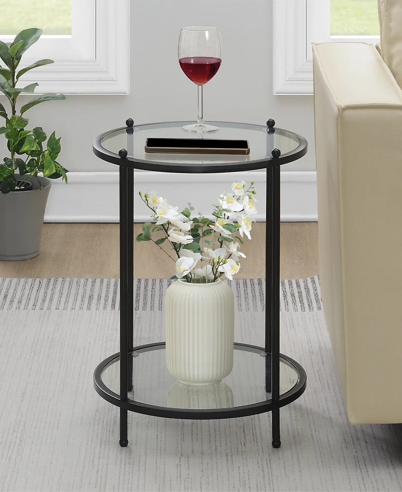 Convenience Concepts 18" Glass Royal Crest 2-Tier Round End Table