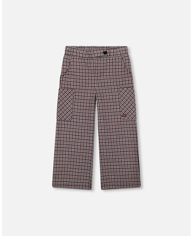 Deux par Toddler Girls Jacquard Knit Flare Pants with Houndstooth Pattern - Toddler|Child