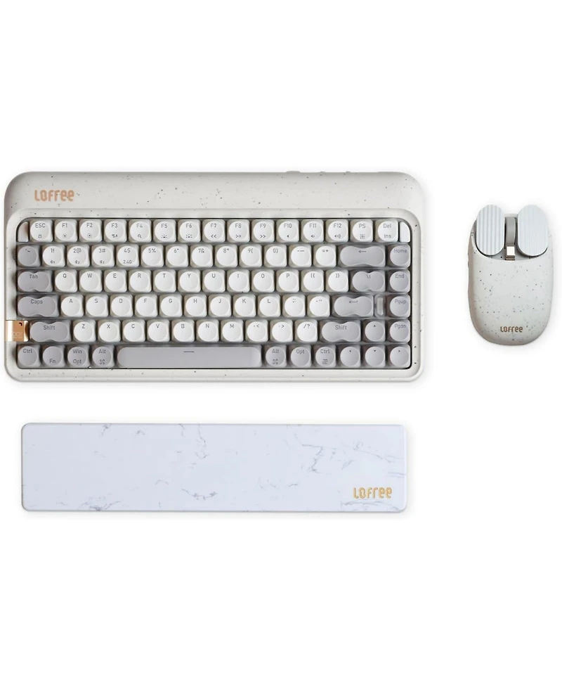 Lofree Ofree Zero Artz Mechanical Keyboard with Terrazzo Mouse and Palm Rest, 75% Rechargeable, Hot-swappable, Multi-Connection for Windows