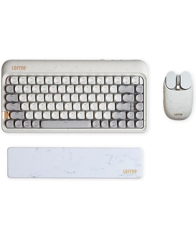 Lofree Ofree Zero Artz Mechanical Keyboard with Terrazzo Mouse and Palm Rest, 75% Rechargeable, Hot-swappable, Multi-Connection for Windows