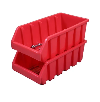 Basicwise Set of 2 Plastic Storage Stacking Bins, Red