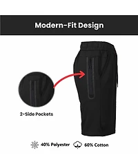 Galaxy By Harvic Women's Loose Fit Tech Fleece Performance Shorts With Heat Seal Zipper Pocket
