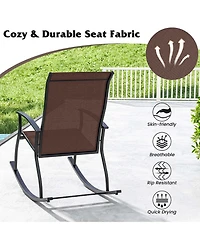 2 Pcs Outdoor Rocking Chairs with Breathable Backrest Smooth Safe Design