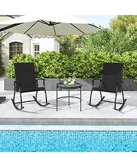 2 Pcs Outdoor Rocking Chairs with Breathable Backrest Smooth Safe Design