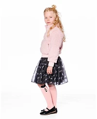 Deux par Girl Organza and Mesh Skirt Black with Unicorn Print - Child