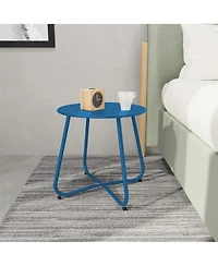Mondawe 18" Galvanized Patio Steel Side Table,Powder-Coated, Uv/Rust-Proof,W/ Adjustable Foot Pads
