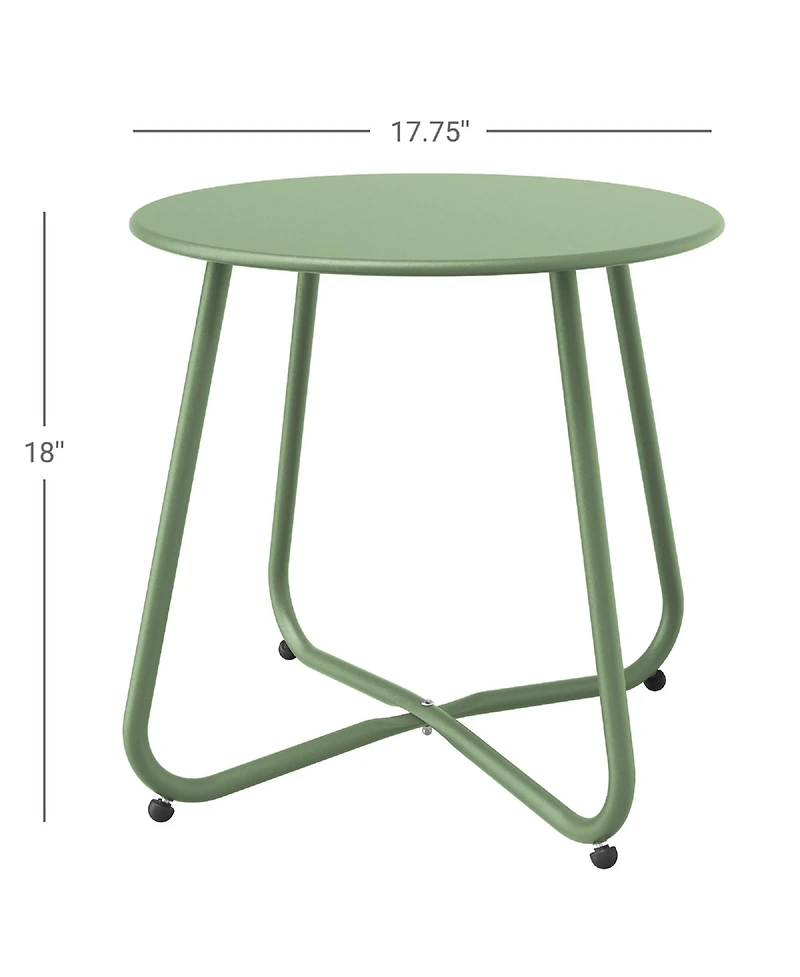 Mondawe 18" Galvanized Patio Steel Side Table,Powder-Coated, Uv/Rust-Proof,W/ Adjustable Foot Pads