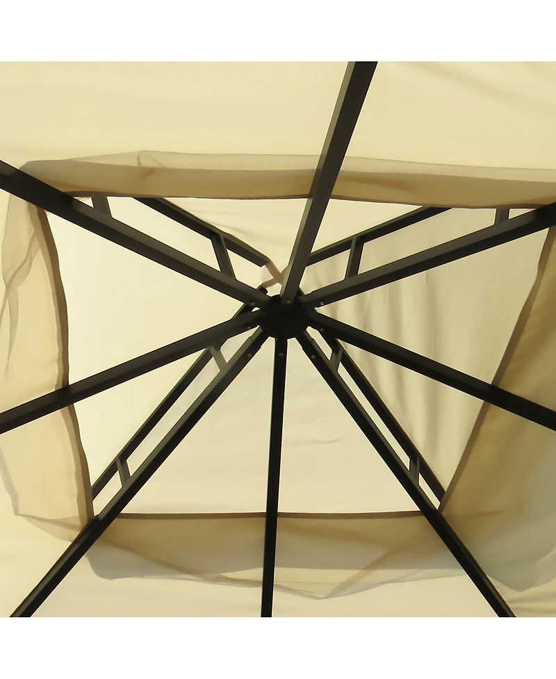 Outsunny 13' x 11' Patio Gazebo, Fancy Steel, 2 Tier Roof