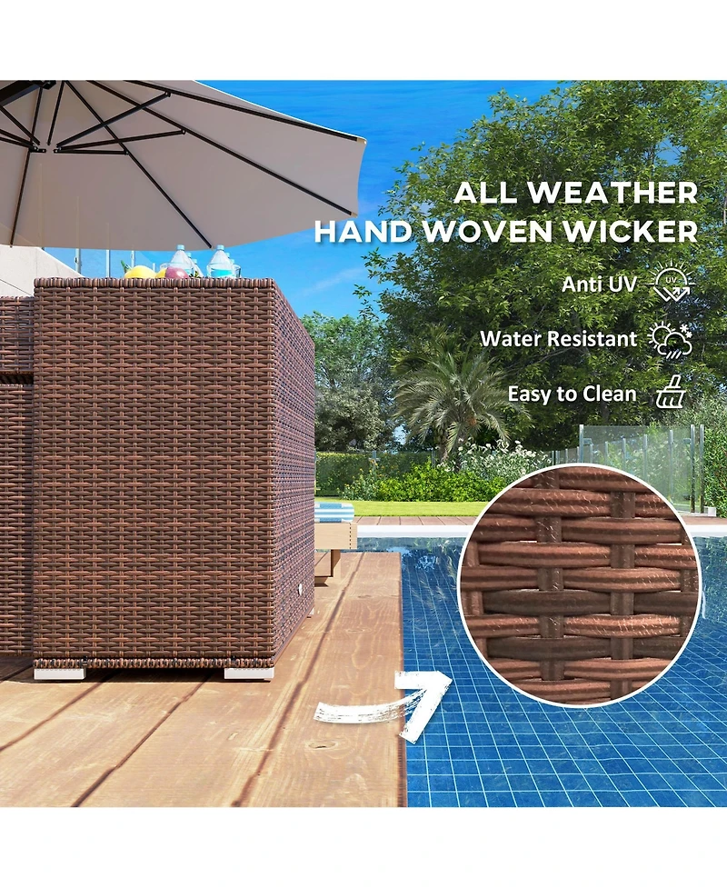 Outsunny Outdoor Towel Rack for Pool w/ Drawer & Cabinet
