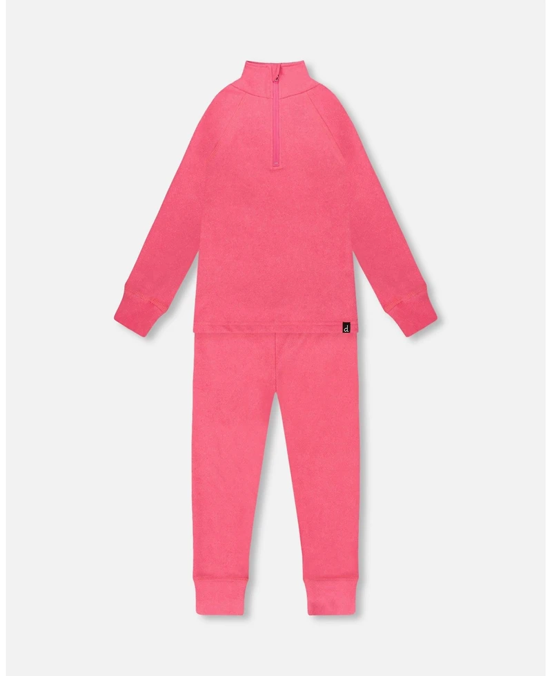 Deux par Big Girls Two-Piece Thermal Underwear Set Candy Pink