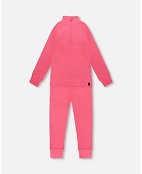 Deux par Big Girls Two-Piece Thermal Underwear Set Candy Pink