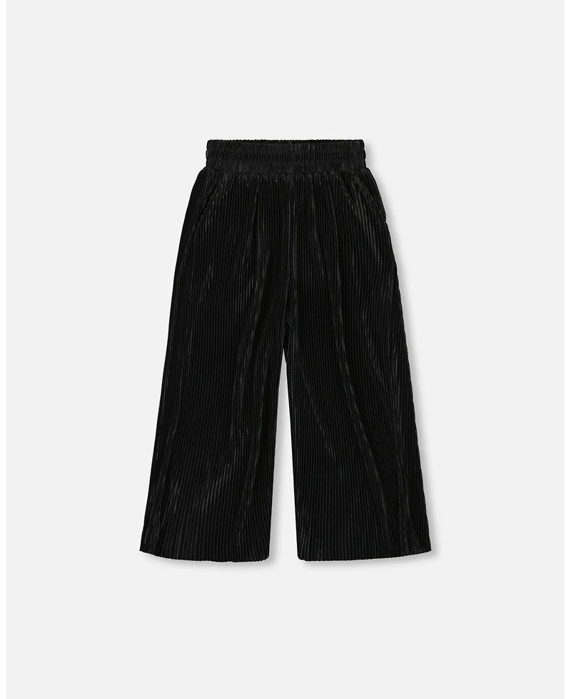 Deux par Girl Wide Leg Pleated Pants Black