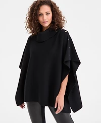 Jm Collection Women's Cowl-Neck Button-Detail Poncho, Macy's Exclusive