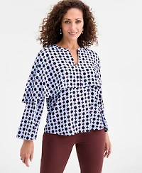 Jm Collection Women's Printed Split-Neck Blouse, Macy's Exclusive