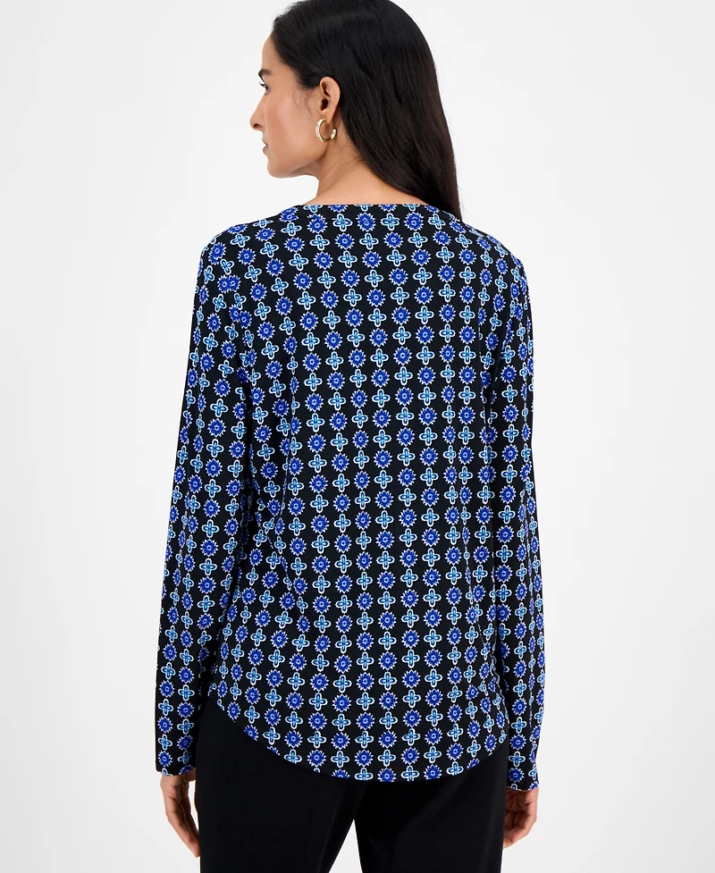 Jm Collection Women's Printed Zip Pocket Top, Macy's Exclusive