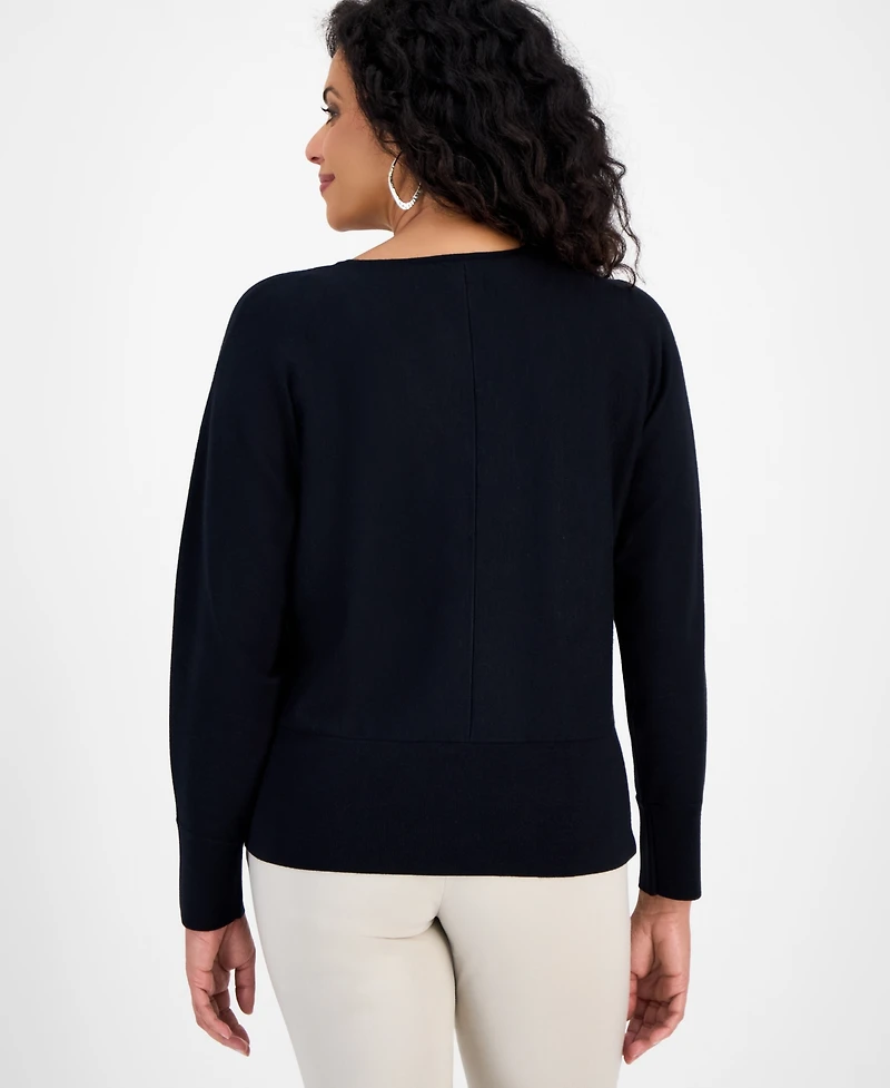 Jm Collection Petite V-Neck Dolman-Sleeve Sweater, Macy's Exclusive