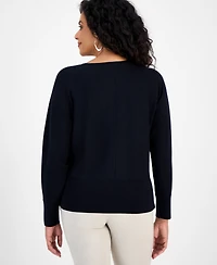 Jm Collection Petite V-Neck Dolman-Sleeve Sweater, Macy's Exclusive