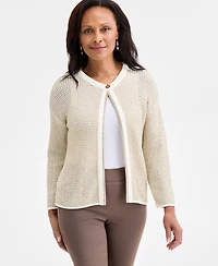 Jm Collection Women's Lurex Novelty One-Button Cardigan
