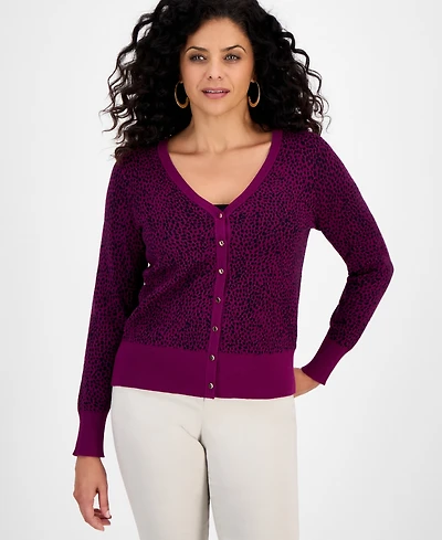 Jm Collection Women's Printed V-Neck Long-Sleeve Cardigan, Macy's Exclusive