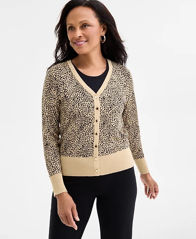 Jm Collection Women's Mara Speckle Novelty Button Long Sleeves Cardigan Sweater, Macy's Exclusive