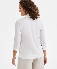 Jm Collection Women's Mock-Neck 3/4-Sleeve Top, Macy's Exclusive