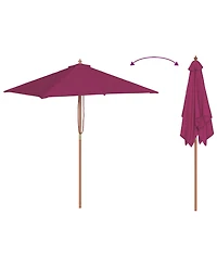 Outdoor Parasol with Wooden Pole 59.1"x78.7" Bordeaux Red