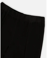 Deux par Girl Ribbed Leggings Bootleg with Slit Black