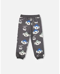Deux par Little Boys Fleece Sweatpants Gray Dog Print - Toddler|Child