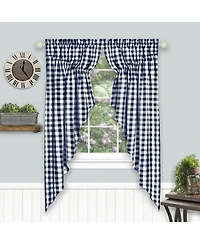 Kate Aurora Farmhouse Plaid Gingham Check Swag Valance Curtain Panel Pair - 72 in. W x 63 L