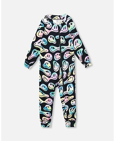 Deux par Girl One-Piece Thermal Underwear Smiley Face
