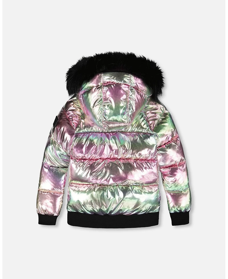 Deux par Boy Multicolor Metallic Quilted Bomber-Style Winter Coat - Child