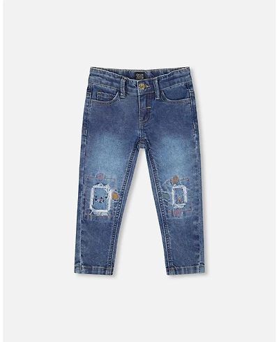 Deux par Big Girls Jeans Blue Denim with Embroideries