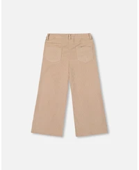 Deux par Girl Wide Leg Corduroy Pants Beige - Child