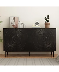 Streamdale Furniture Black Wood Sideboard Buffet Storage Cabinet